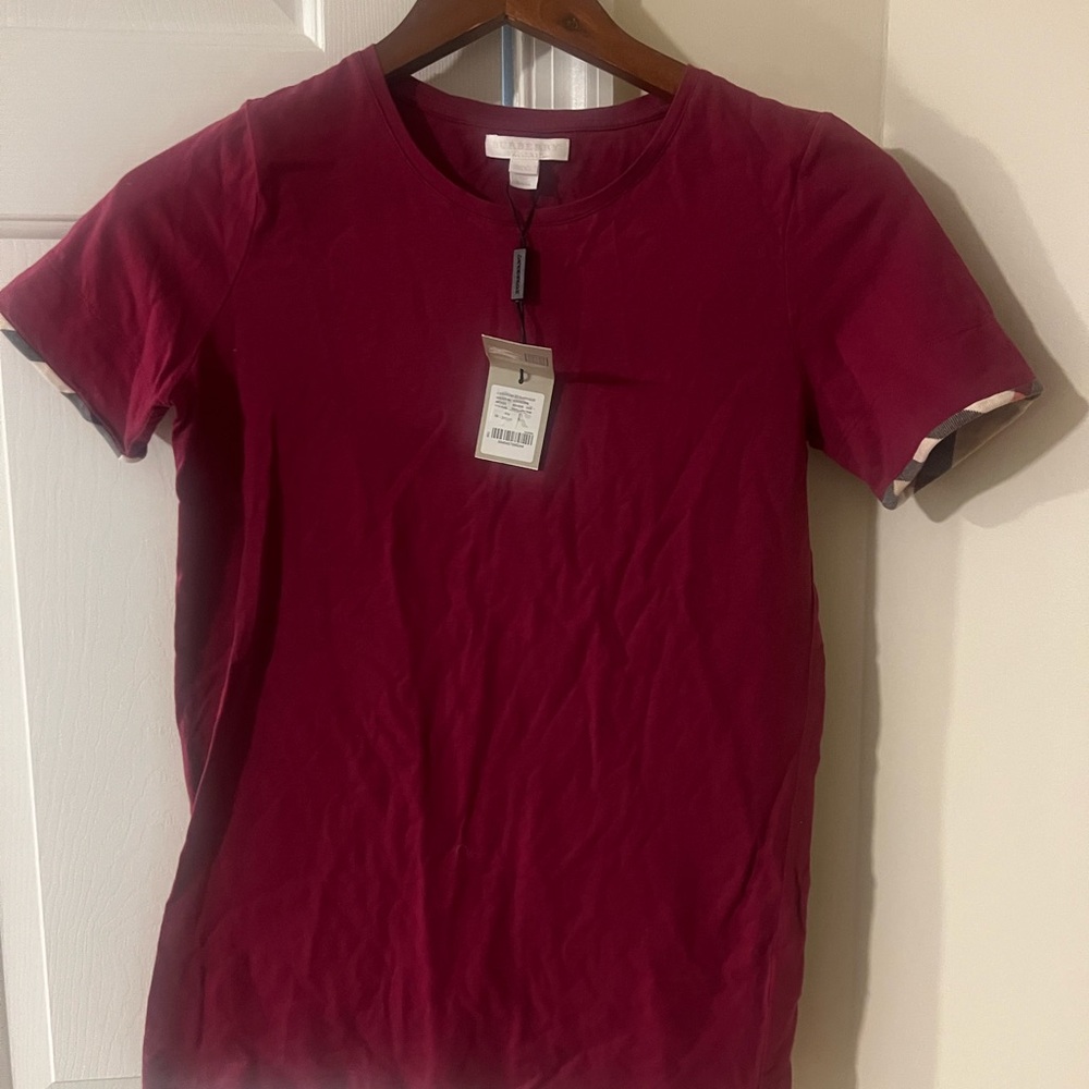 Women's authentic Burberry Burgundy T-Shirt